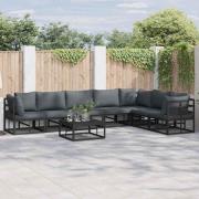 vidaXL Trädgårdsoffset med kudde 7 pcs Svart Aluminium