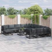 vidaXL Trädgårdsoffset 12 pcs Svart Aluminium