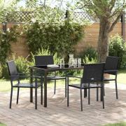 vidaXL Trädgårdsmöbelset 5 pcs Svart Poly rattan