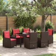 vidaXL Trädgårdsmöbelset 7 pcs Brun Poly rattan