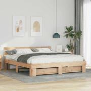 vidaXL Sängram med huvudgavel Brun 200 x 200 cm Massiv furu