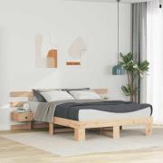 vidaXL Sängram med huvudgavel Brun 150 x 200 cm Massiv furu