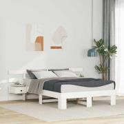 vidaXL Sängram med huvudgavel Vit 140 x 190 cm Massiv furu