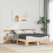 vidaXL Sängram med huvudgavel Brun 120 x 190 cm Massiv furu