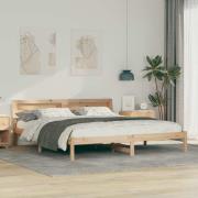 vidaXL Sängram med huvudgavel Brun 200 x 200 cm Massiv furu