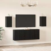 vidaXL TV-bänkset 7 pcs Svart Ek 30,5 x 30 x 60 cm Konstruerat trä