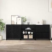vidaXL Sideboard 3 pcs Svart Ek 70 x 41 x 75 cm Konstruerat trä