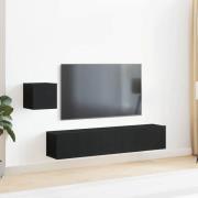 vidaXL TV-bänkset 3 pcs Svart Ek 80 x 30 x 30 cm Konstruerat trä