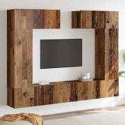 vidaXL TV-skåpsset 6 pcs Gammalt trä 200 x 30 x 150 cm Konstruerat trä