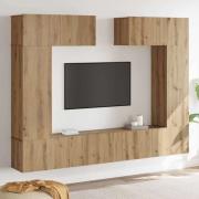 vidaXL TV-bänkset Väggmonterad 6 pcs Artisan Ek Konstruerat trä