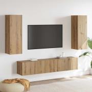 vidaXL TV-bänkset Väggmonterad 4 pcs Artisan Ek Konstruerat trä