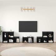 vidaXL TV-bänkset 8 pcs Svart Ek 37 x 35 x 72 cm Konstruerat trä