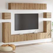 vidaXL TV-bänkset Väggmonterad 8 pcs artisan ek Medium Konstruerat trä