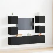 vidaXL TV-skåp 6 pcs Svart 160 x 30 x 30 cm Konstruerat trä