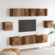 vidaXL TV-bänkset Väggmonterad 6 pcs Gammalt trä 80 x 30 x 30 cm trä