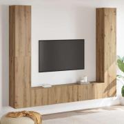 vidaXL TV-bänkset Väggmonterad 6 pcs Brun Konstruerat trä