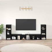 vidaXL TV-skåp 4 pcs Svart ek 37 x 35 x 107.5 cm Träkomposit