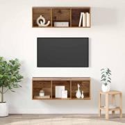 vidaXL Väggmonterade TV-skåp 2 pcs Gammalt trä 37 x 37 x 107 cm
