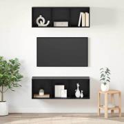 vidaXL Väggmonterade TV-skåp 2 pcs Svart ek 37 x 37 x 107 cm