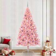 vidaXL Konstgjord Förbelyst Julgran med 300 LED-lampor Rosa 240 cm PVC
