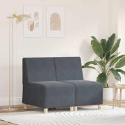 vidaXL Modulsofa utan armstöd 2 pcs Mörkgrå 55 x 74 x 82 cm Sammet