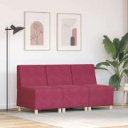 vidaXL Modulsofa utan armstöd 3 pcs Vinröd 55 x 74 x 82 cm Sammet
