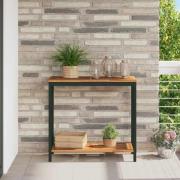 vidaXL Utomhusbord med lagring Naturlig och svart 80 x 35 x 75 cm