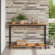 vidaXL Utomhusbord med lagring Natur och svart 110 x 35 x 75 cm