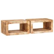 vidaXL Sängbord 2 pcs Brun 45 x 30 x 24 cm Massivt mangoträ