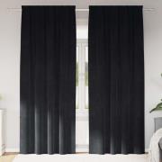 vidaXL Gardiner med gardiner 2 pcs Svart 140 x 245 cm Sammet