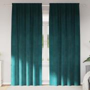vidaXL Gardiner med gardiner 2 pcs Mörkgrön 140 x 260 cm Sammet