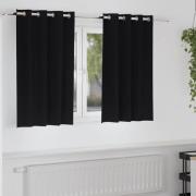 vidaXL Gardiner med gardiner 2 pcs Svart Polyester