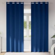 vidaXL Mörkläggningsgardiner med Ringar 2 pcs Mörkblå 245 x 140 cm