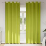 vidaXL Mörkläggningsgardiner med ringar Grön Polyester