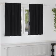 vidaXL Mörkläggningsgardiner med gardiner Svart Polyester