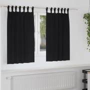 vidaXL Gardiner med gardiner 2 pcs Svart Polyester
