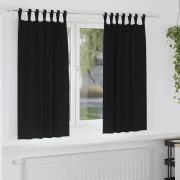 vidaXL Mörkläggningsgardiner med ringar Svart Polyester