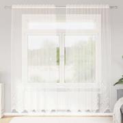 vidaXL Gardiner med gardiner Blommor Vit 150 x 240 cm Polyester