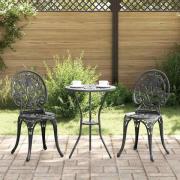 vidaXL Trädgårds Bistro Set 3 pcs Svart Aluminium