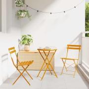 vidaXL Fällbart bistroset 3 pcs Senapsgul Stål