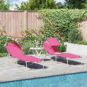 vidaXL Solstol 2-person 2 pcs Rosa 58 x 188 x 77cm tyg