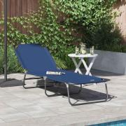 vidaXL Hopfällbar solstol 1-person Blå 56 x 189 x 87cm tyg