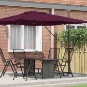 vidaXL Roma Parasol Röd 286 x 285 x 265 cm Polyester och aluminium