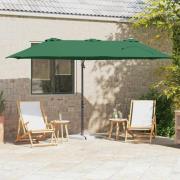 vidaXL Trädgårdskantileverparasol Grön 372 x 198 x 243 cm