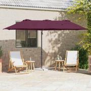 vidaXL Trädgårdskantileverparasol Vinröd 372 x 198 x 243 cm