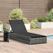 vidaXL Solstol Reclining med kudde Grå 60 x 200 x 27cm konstrotting