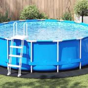 vidaXL Bottenmatta för pool Svart Ø 428 cm Polyester geotextil