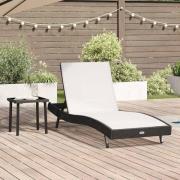 vidaXL Solsäng med bord 2 pcs Svart 40 x 40 x 40.5 cm konstrotting