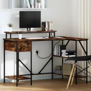 vidaXL Skrivbord med låda Rökt ek 120 x 79 x 86,5 cm Konstruerat trä