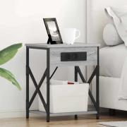vidaXL Sängbord med laddningsstation 2 pcs Grå sonoma 41 x 31 x 51 cm